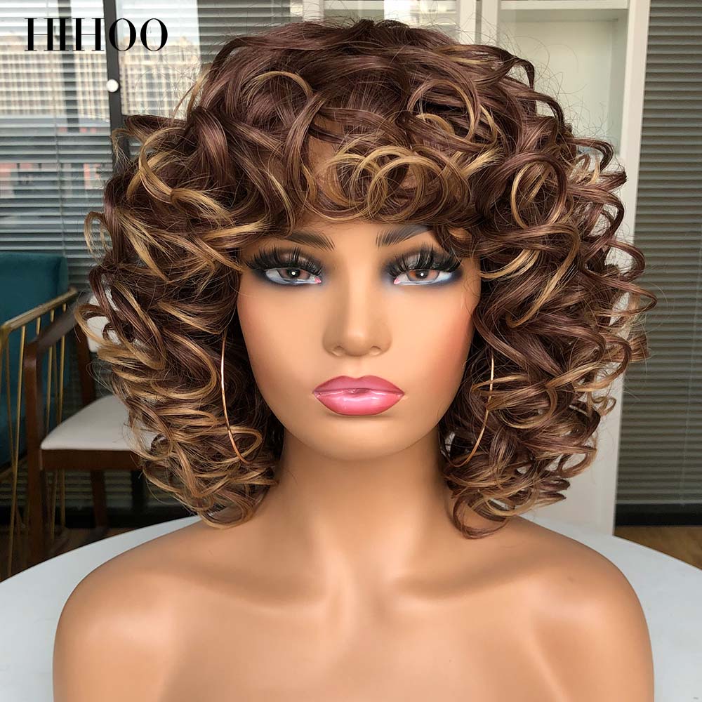 Short Loose Curls Wig with Bangs