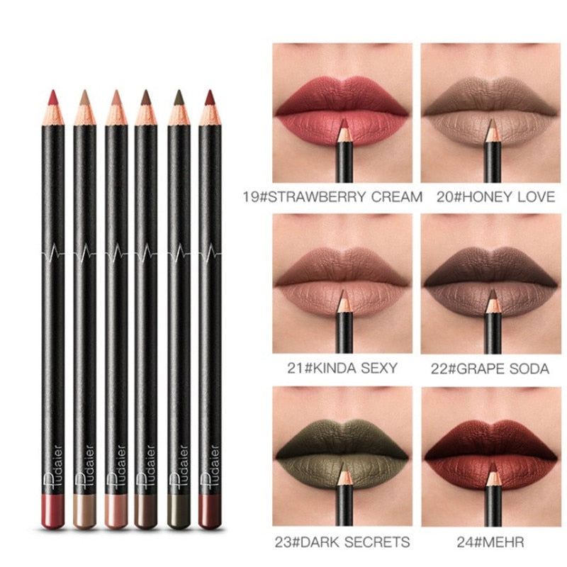 6/12Pcs Sets Waterproof Matte Pencil Lip Liners -Long Lasting