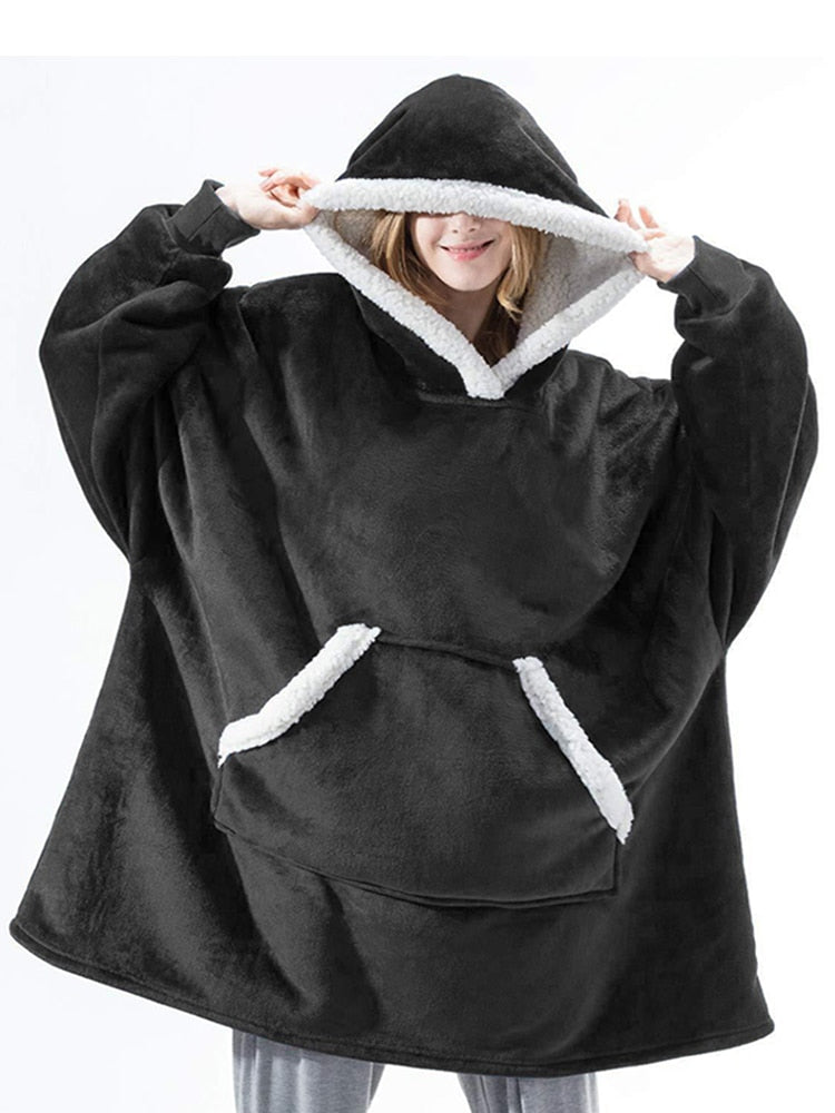 Over-sized Fleece Pullover with Hood for Women