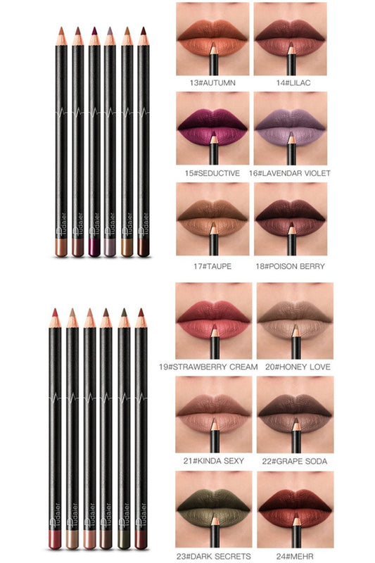 6/12Pcs Sets Waterproof Matte Pencil Lip Liners -Long Lasting