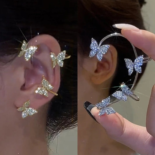 Shiny Zircon Butterfly Ear Cuff Earrings for Women