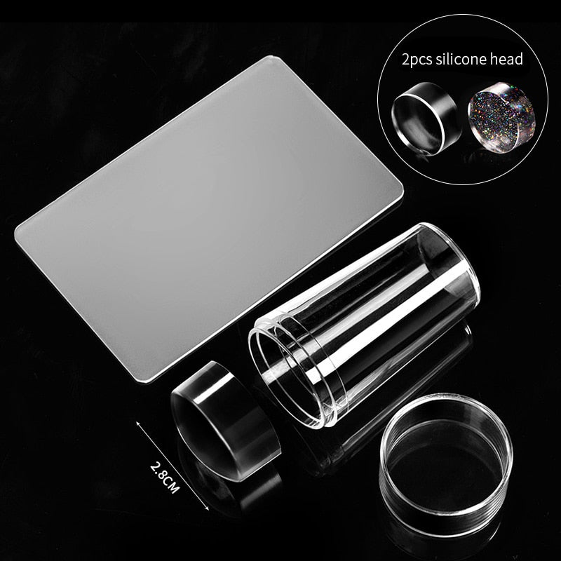 Transparent Nail Stamper with Silicone Jelly Scraper Nail Art Kits