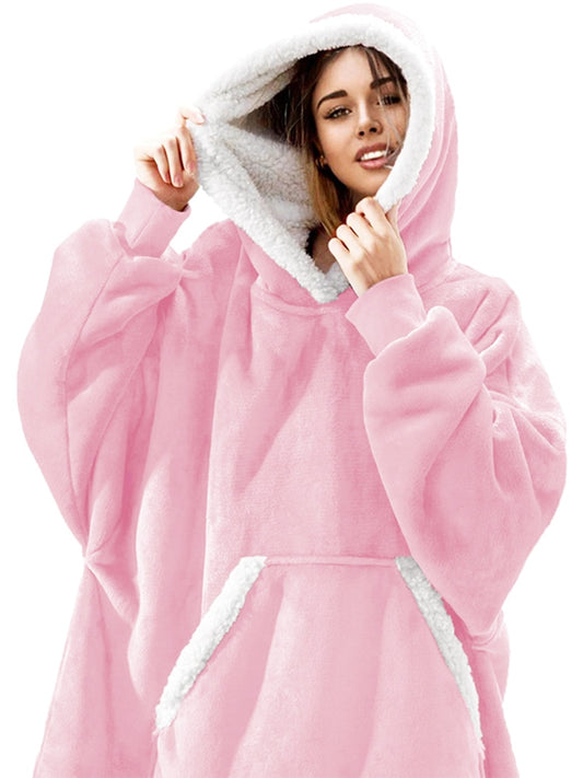 Over-sized Fleece Pullover with Hood for Women