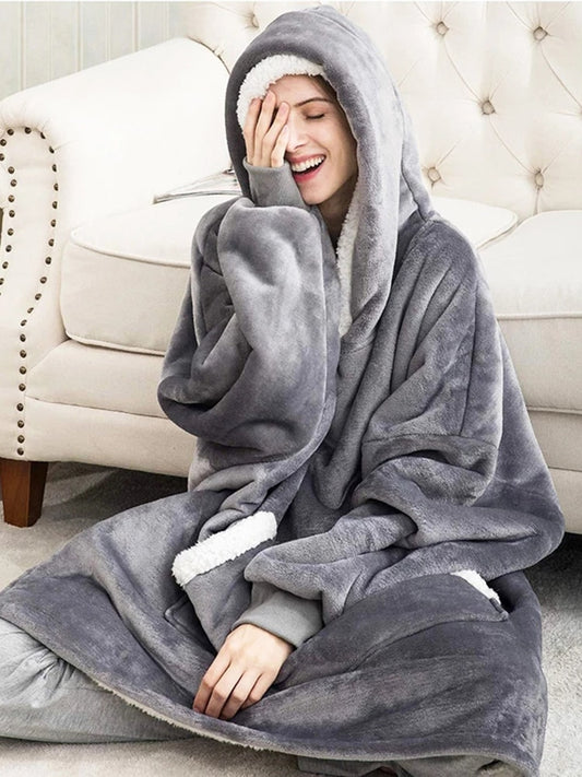 Over-sized Fleece Pullover with Hood for Women