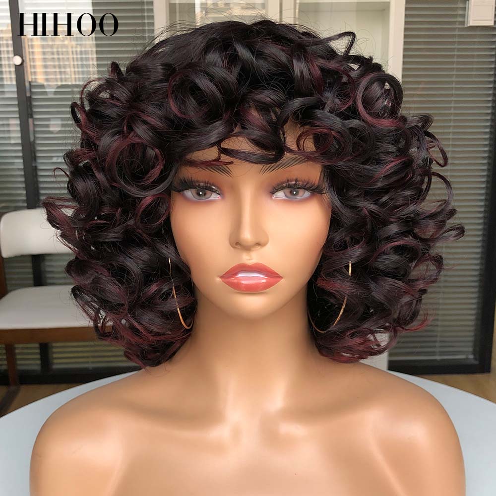Short Loose Curls Wig with Bangs