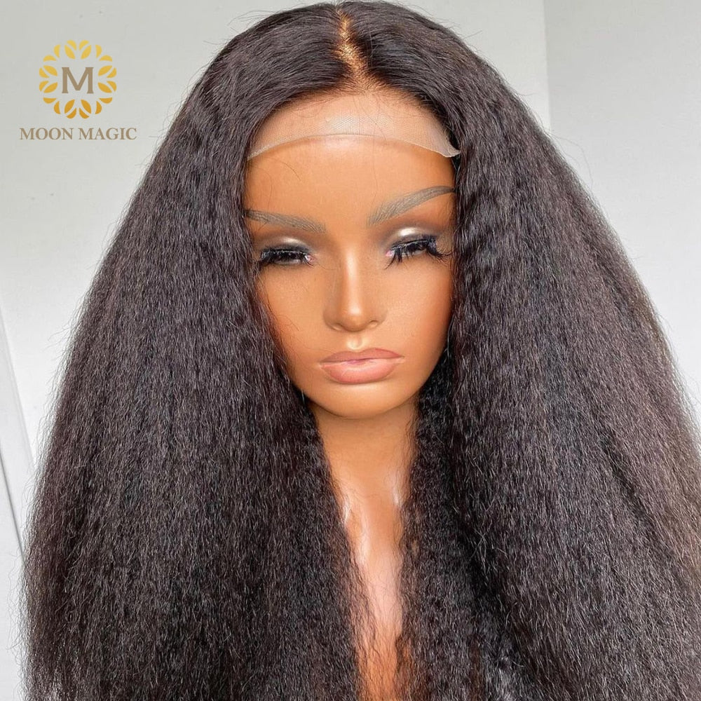 180 Density Frontal Kinky Straight -Human Hair -Pre Plucked Wigs for Women