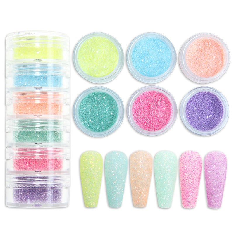 Fluorescent-Glitter-Shinny-Ombre-Chrome Dust DIY Gel Polish Nail Art