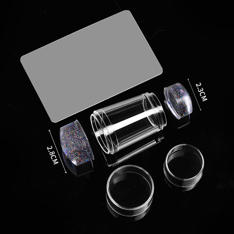 Transparent Nail Stamper with Silicone Jelly Scraper Nail Art Kits