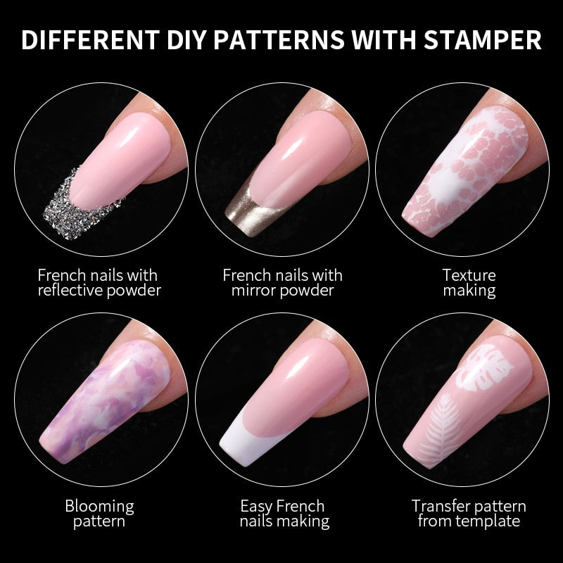 Transparent Nail Stamper with Silicone Jelly Scraper Nail Art Kits