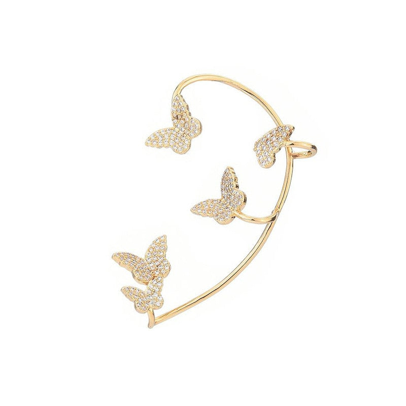 Shiny Zircon Butterfly Ear Cuff Earrings for Women