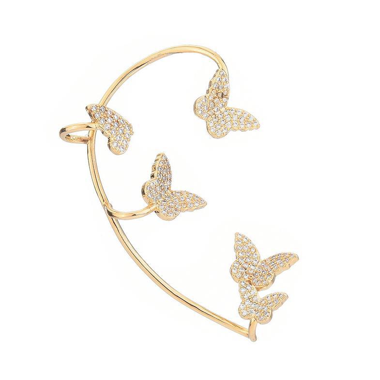 Shiny Zircon Butterfly Ear Cuff Earrings for Women