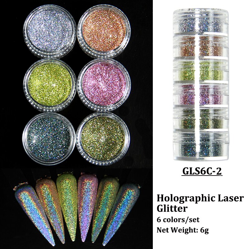 Fluorescent-Glitter-Shinny-Ombre-Chrome Dust DIY Gel Polish Nail Art