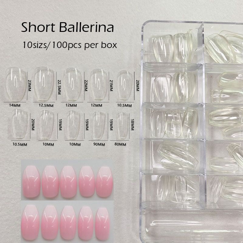 Gel Nails Extension System Full Cover Sculpted Clear Nail Tips 240pcs/bag