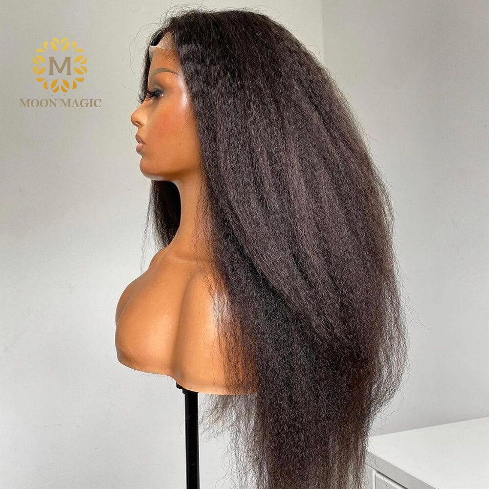 180 Density Frontal Kinky Straight -Human Hair -Pre Plucked Wigs for Women