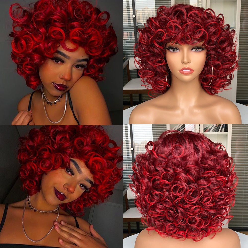 Short Loose Curls Wig with Bangs
