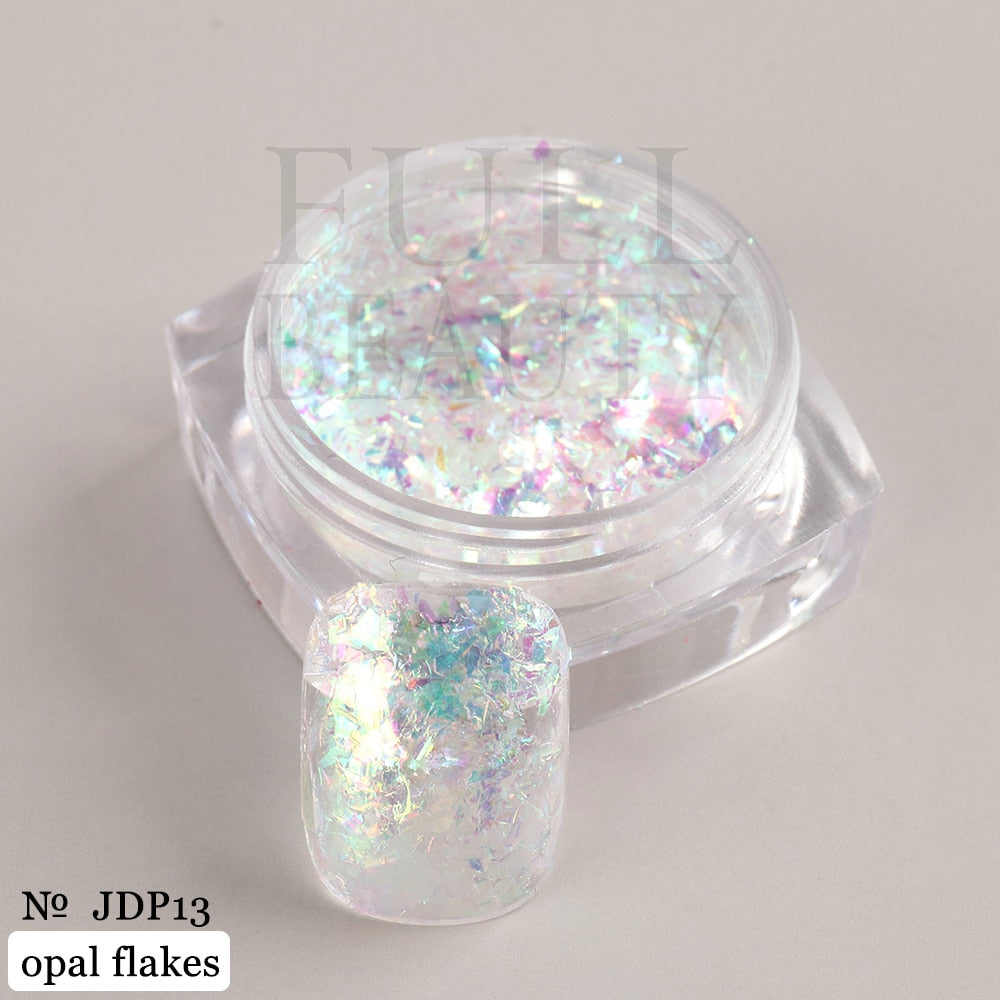 Crystal Fire Opal Flakes Nail Sequins DIY Chrome Powder for Manicures