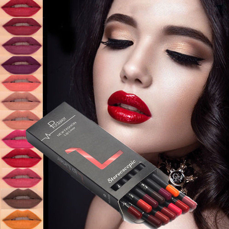 6/12Pcs Sets Waterproof Matte Pencil Lip Liners -Long Lasting
