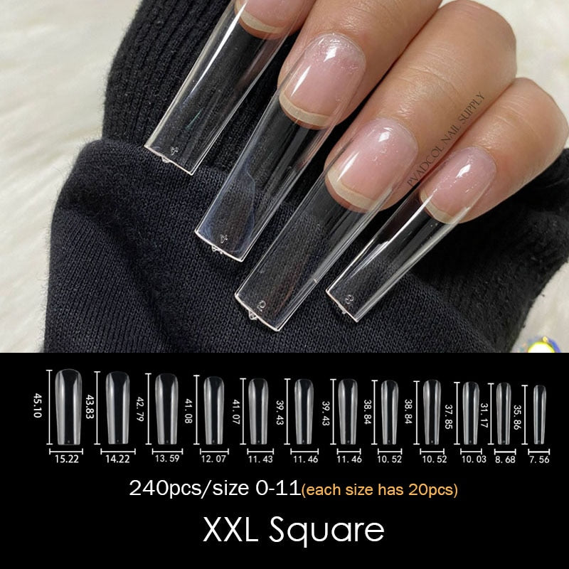 Gel Nails Extension System Full Cover Sculpted Clear Nail Tips 240pcs/bag