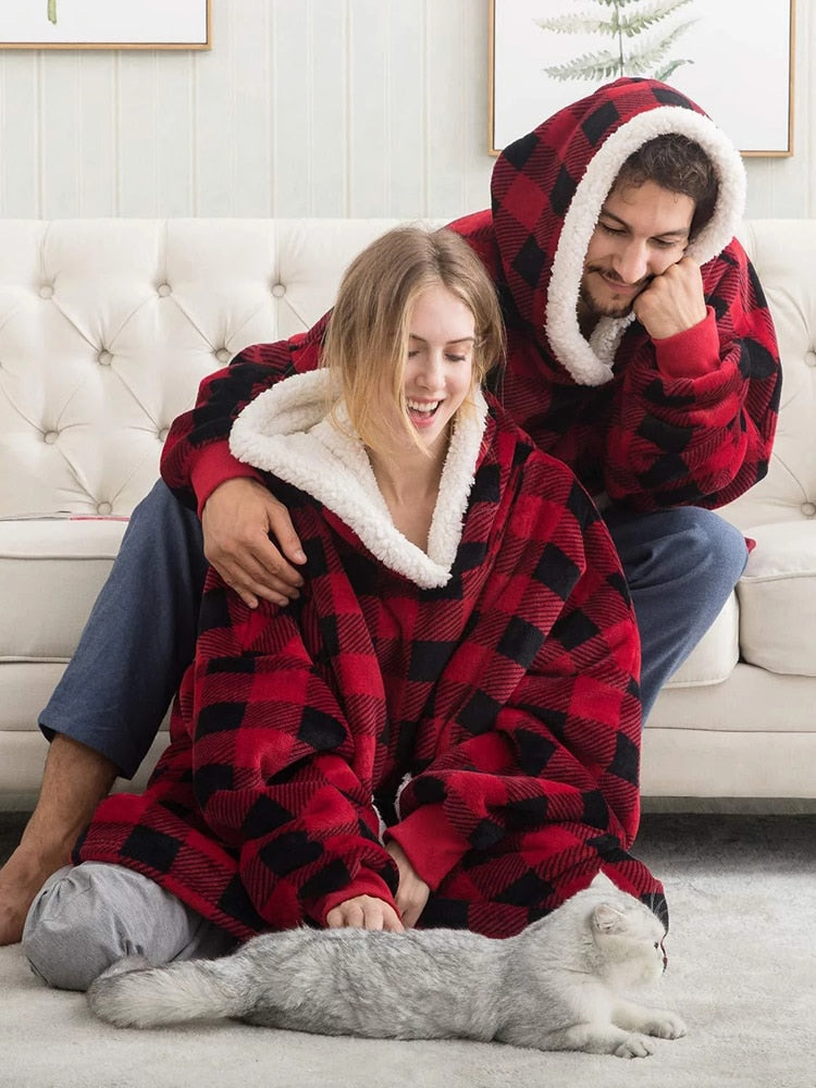 Over-sized Fleece Pullover with Hood for Women