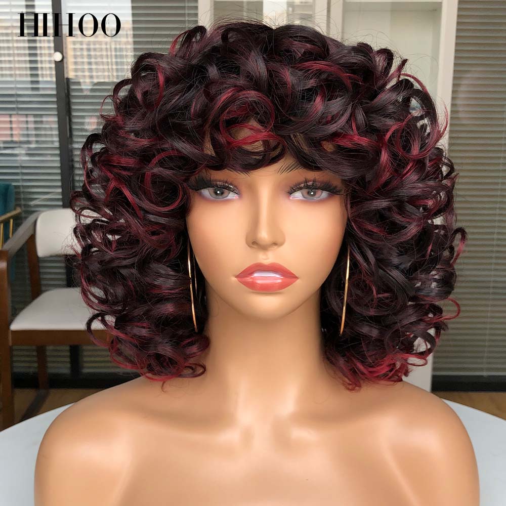 Short Loose Curls Wig with Bangs