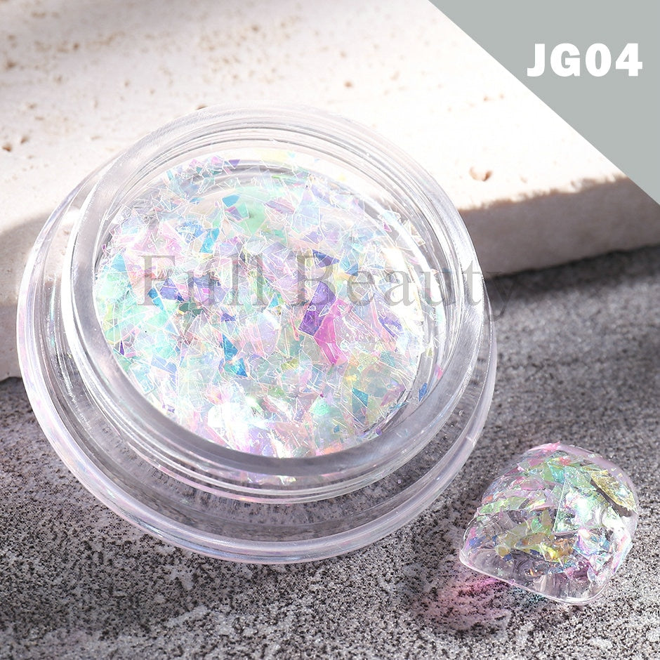 Crystal Fire Opal Flakes Nail Sequins DIY Chrome Powder for Manicures