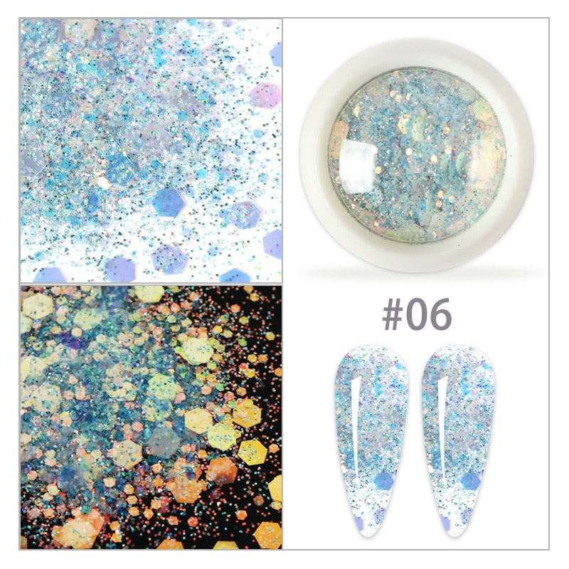 Sparkly Hexagon Nail Glitter -Mermaid Flakes