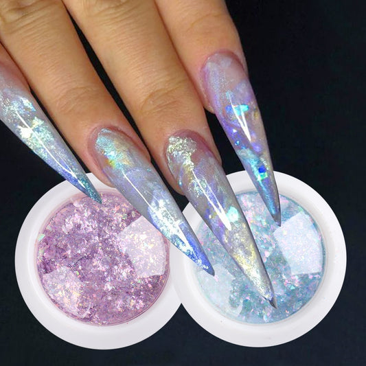 Crystal Fire Opal Flakes Nail Sequins DIY Chrome Powder for Manicures