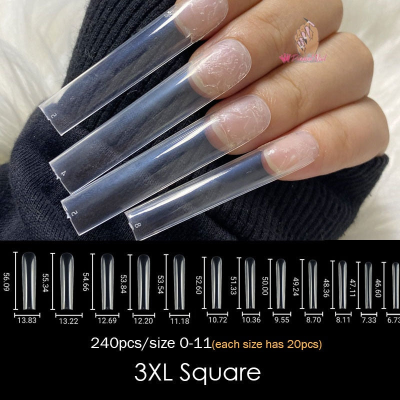 Gel Nails Extension System Full Cover Sculpted Clear Nail Tips 240pcs/bag