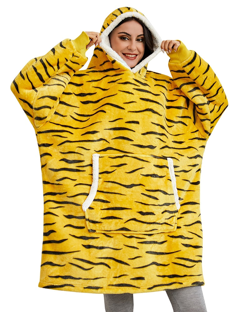 Over-sized Fleece Pullover with Hood for Women