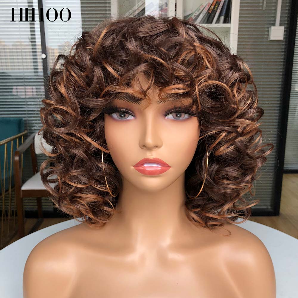 Short Loose Curls Wig with Bangs
