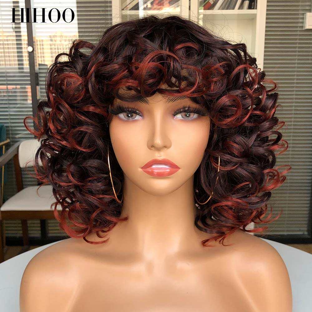 Short Loose Curls Wig with Bangs