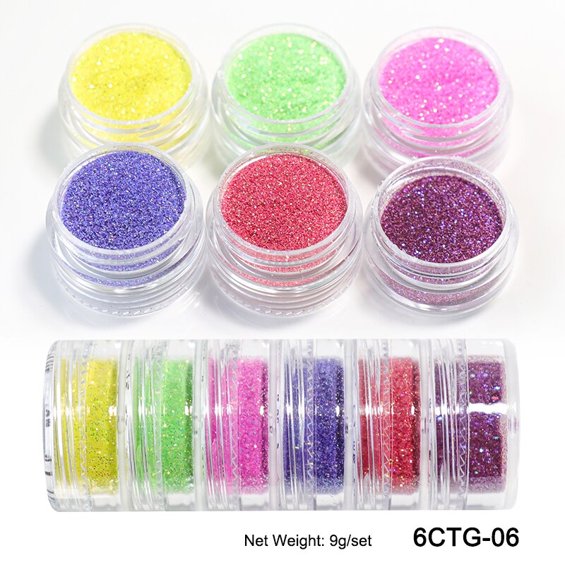 Fluorescent-Glitter-Shinny-Ombre-Chrome Dust DIY Gel Polish Nail Art