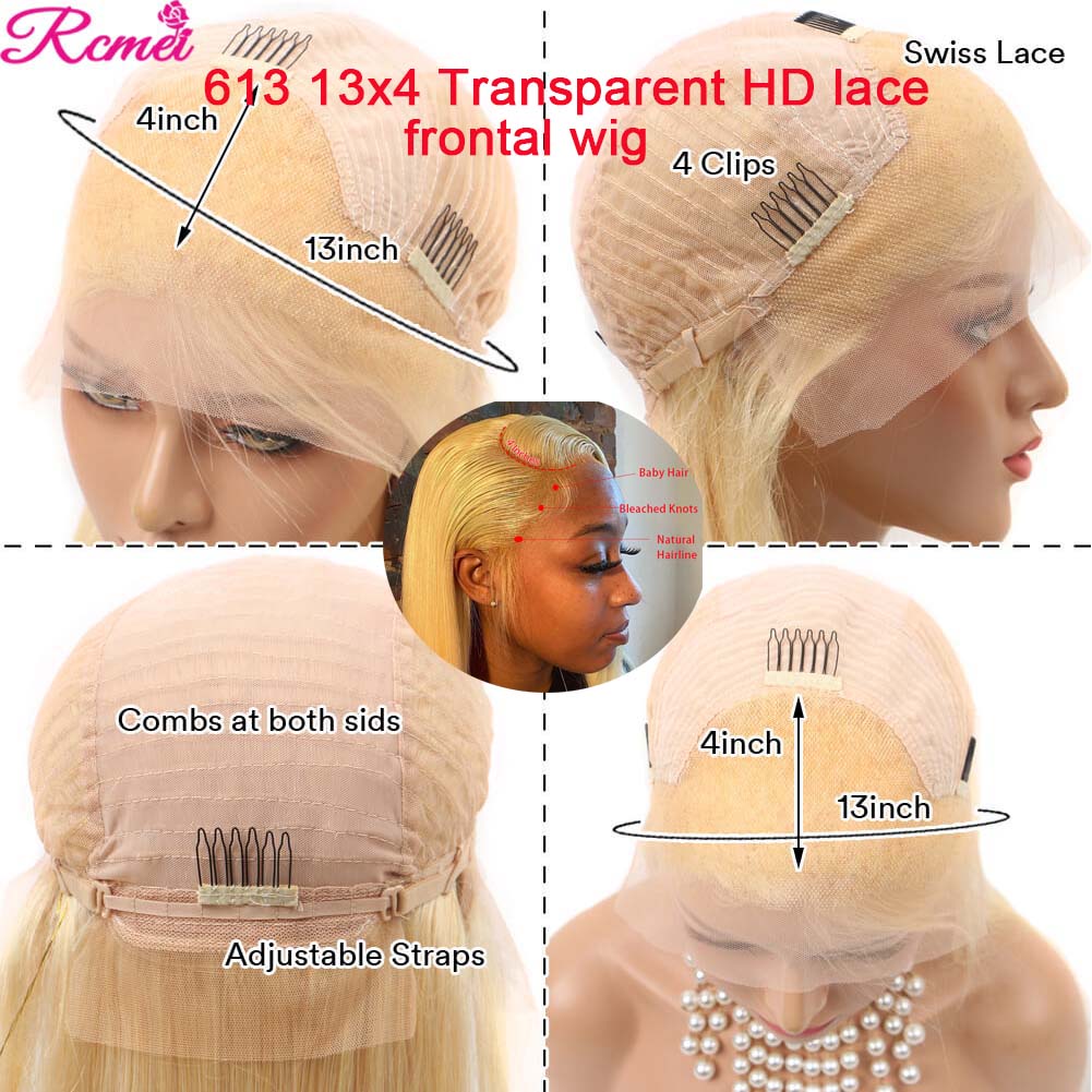 13x4 Blonde HD Lace Front Human Hair Straight Wigs