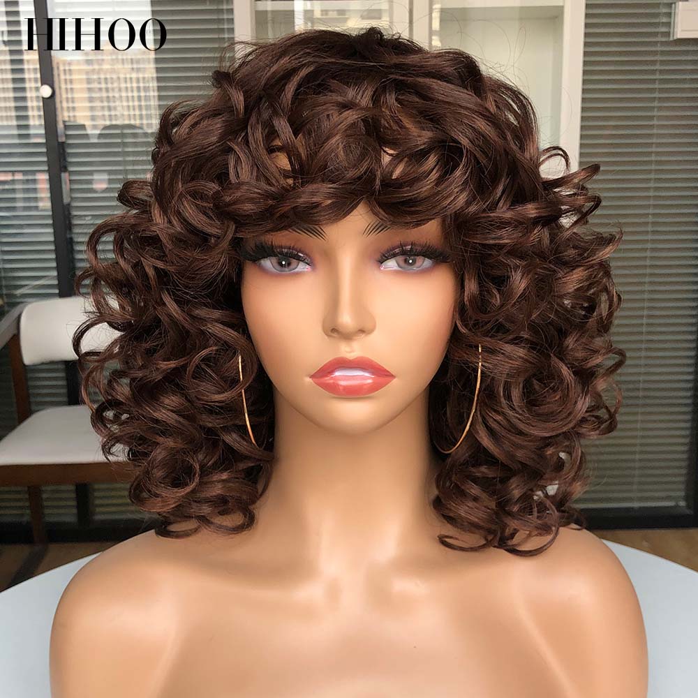 Short Loose Curls Wig with Bangs