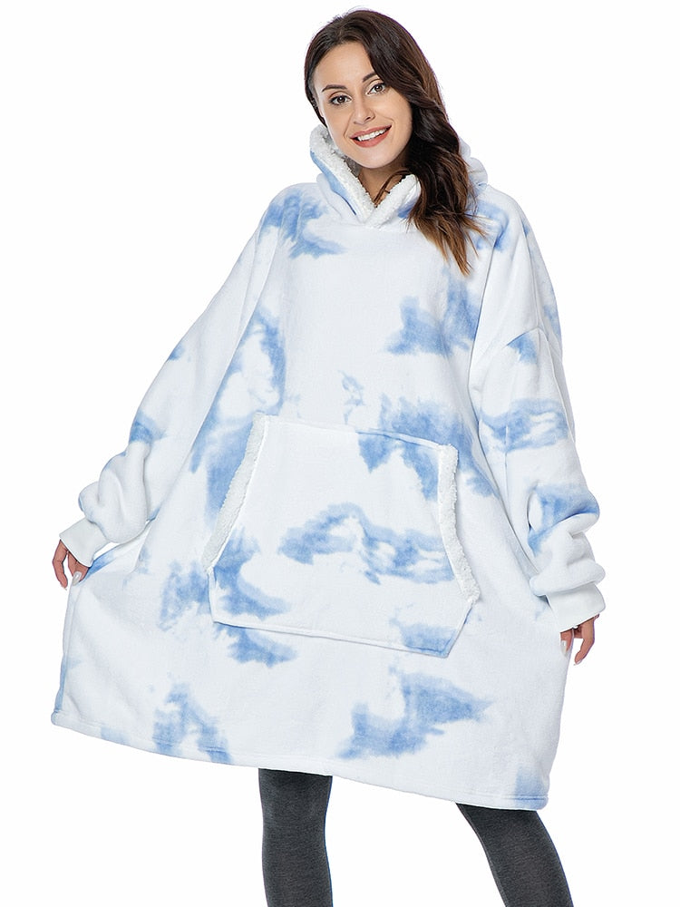 Over-sized Fleece Pullover with Hood for Women
