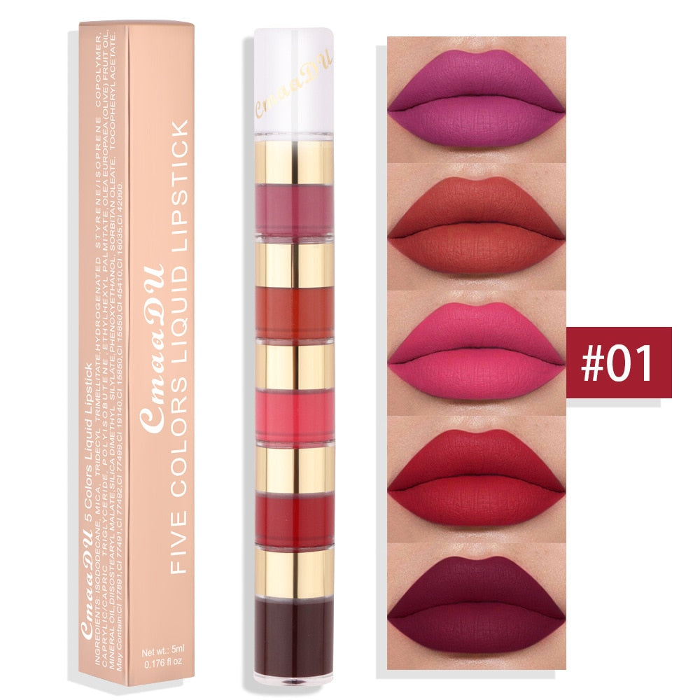 5-in-1 Matte Lipstick -Lip Tint -Long Lasting Lipstick Sets