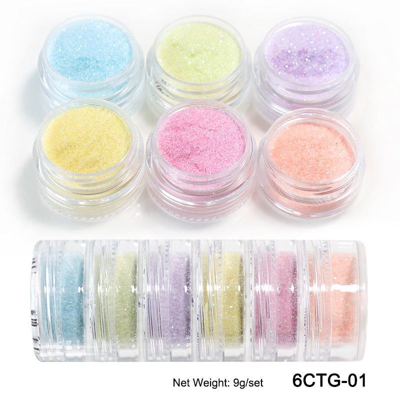 Fluorescent-Glitter-Shinny-Ombre-Chrome Dust DIY Gel Polish Nail Art