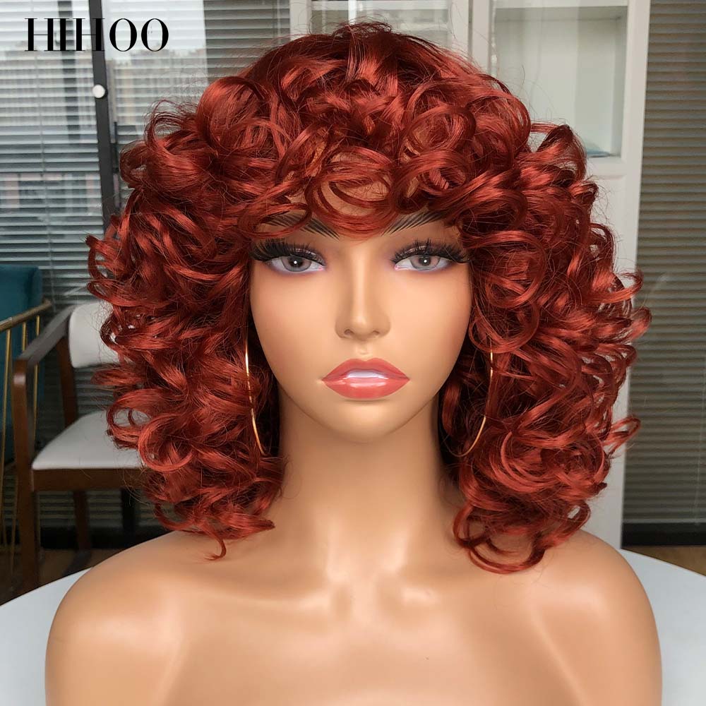 Short Loose Curls Wig with Bangs