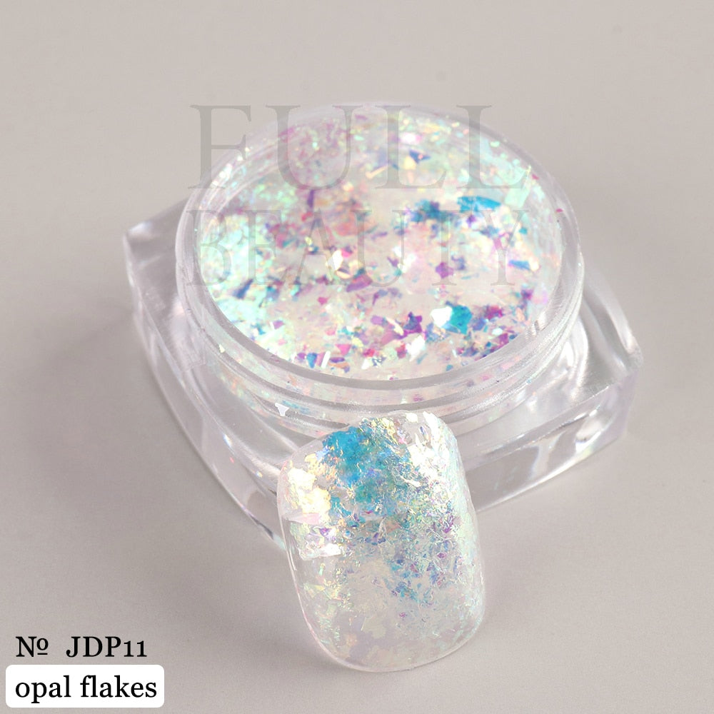 Crystal Fire Opal Flakes Nail Sequins DIY Chrome Powder for Manicures