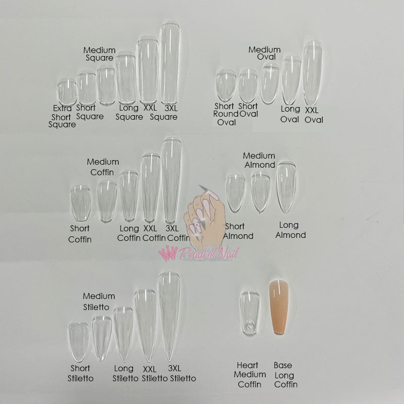 Gel Nails Extension System Full Cover Sculpted Clear Nail Tips 240pcs/bag