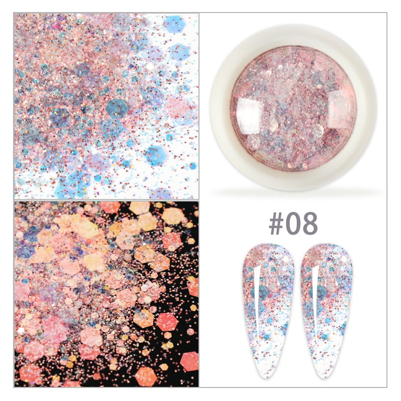 Sparkly Hexagon Nail Glitter -Mermaid Flakes