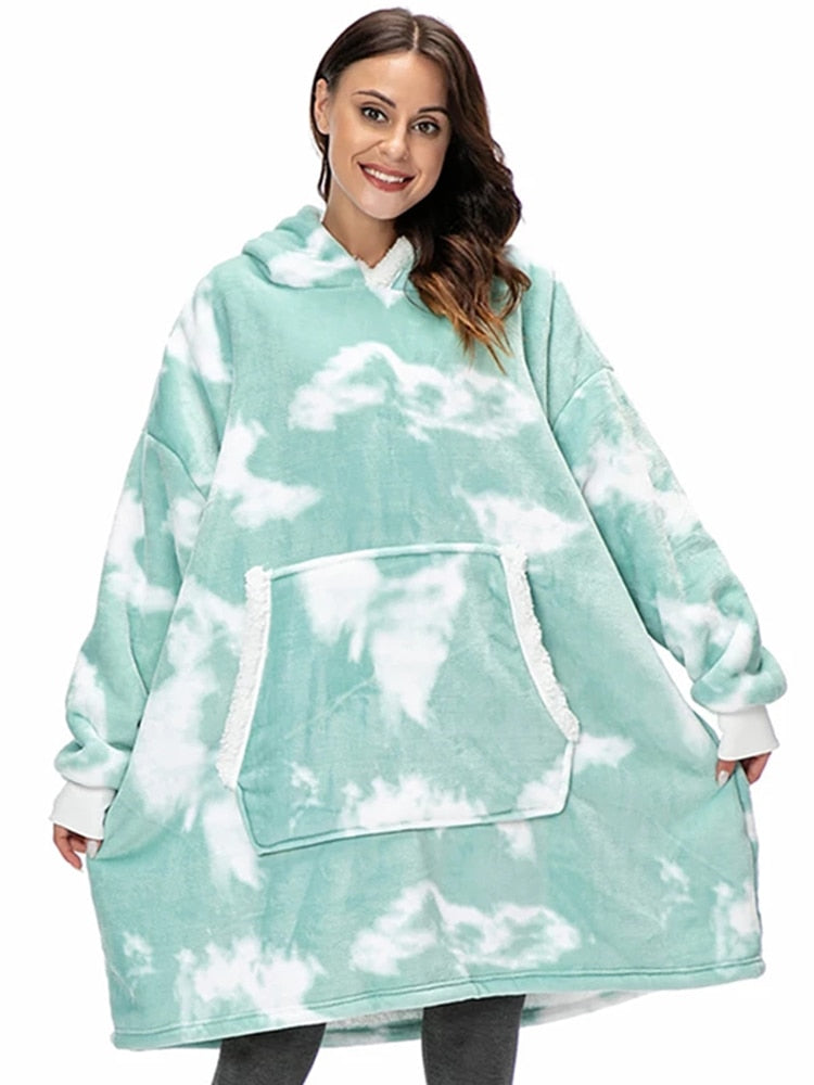 Over-sized Fleece Pullover with Hood for Women