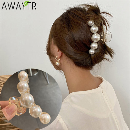 Big Acrylic Pearls / Hair Claw Clips for Women