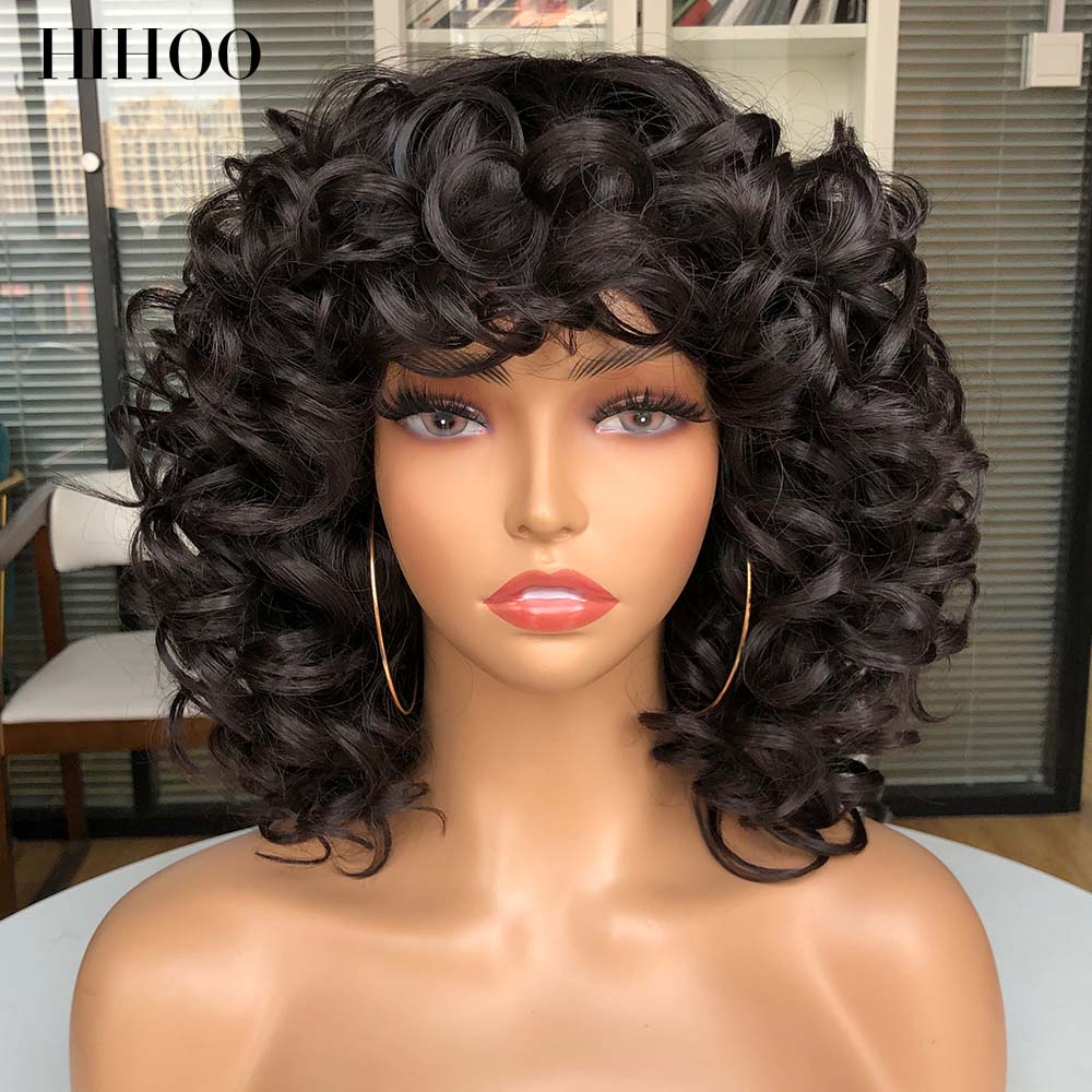 Short Loose Curls Wig with Bangs