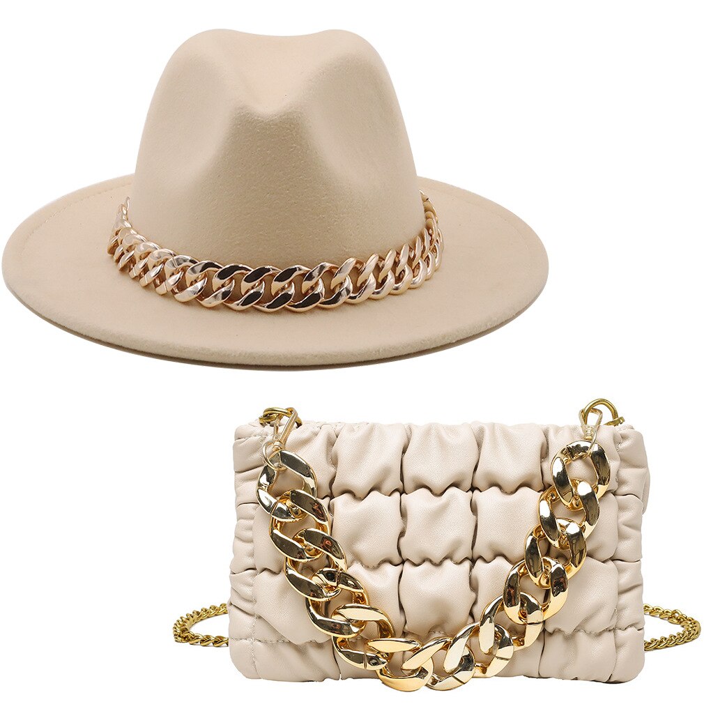 Elegant Fedora Hat and Handbag Sets for Women