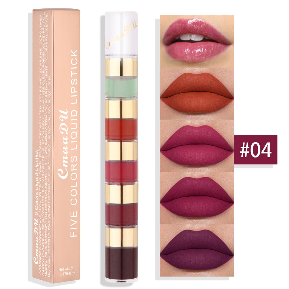 5-in-1 Matte Lipstick -Lip Tint -Long Lasting Lipstick Sets