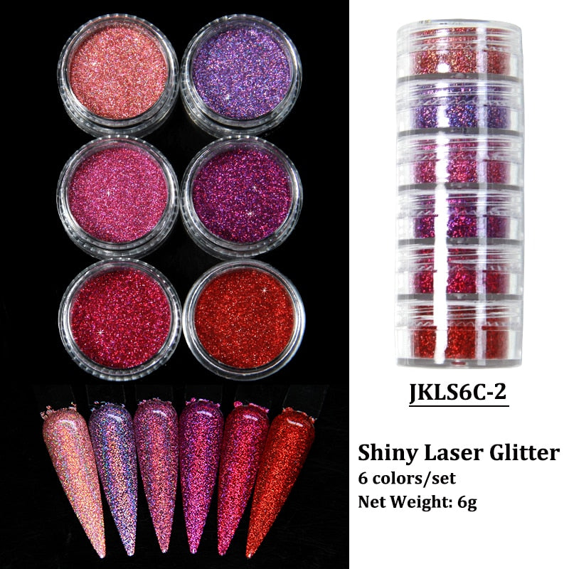 Fluorescent-Glitter-Shinny-Ombre-Chrome Dust DIY Gel Polish Nail Art