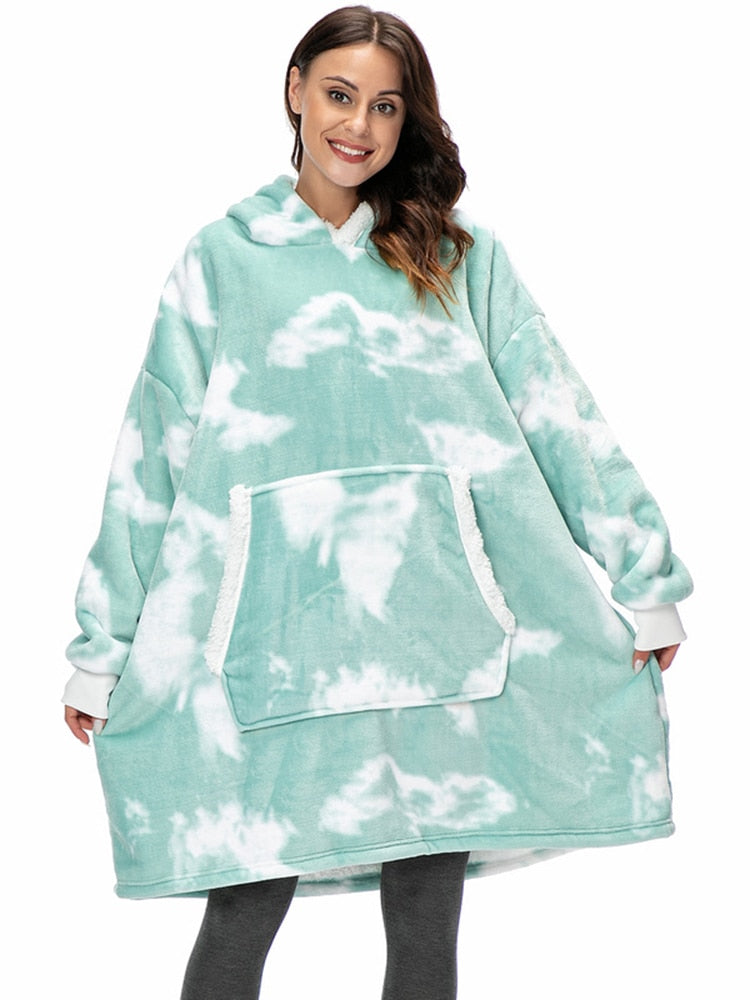 Over-sized Fleece Pullover with Hood for Women
