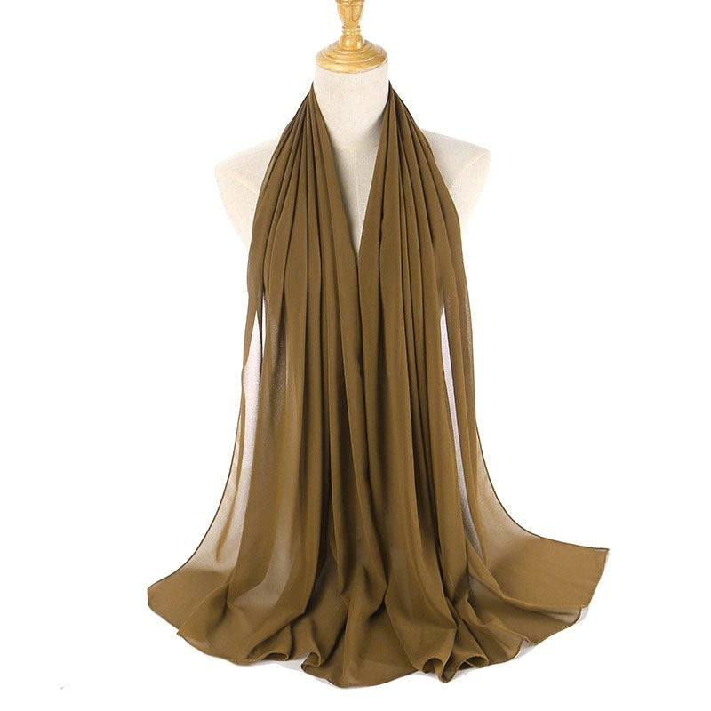 Plain Color Chiffon Scarf -Head Cover -Wrap for Women