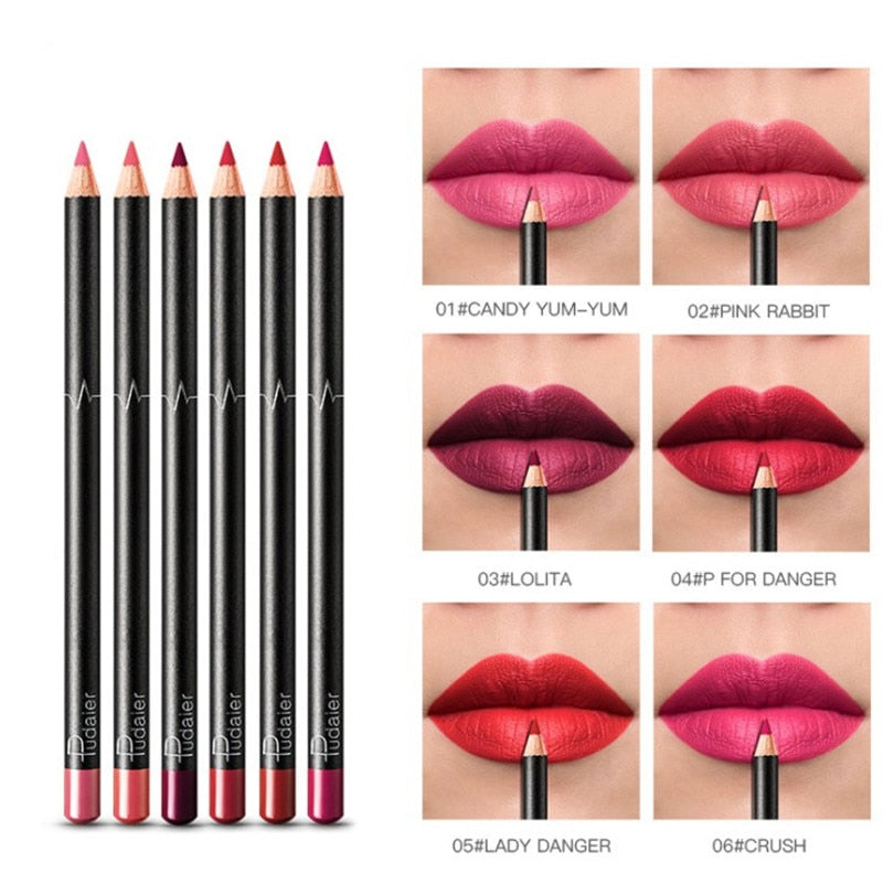 6/12Pcs Sets Waterproof Matte Pencil Lip Liners -Long Lasting